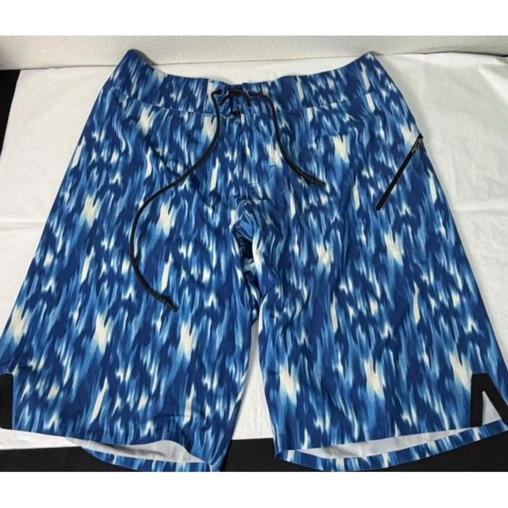 Lululemon Board/Swim Shorts Mens Sz 32 Blue Current State Drawstring Zip Pocket